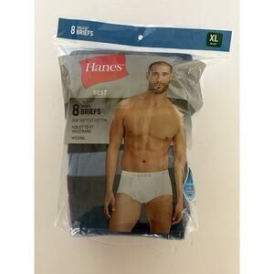 Hanes Best Briefs 8 Pack Mens Comfort Tagless Multicolor XL 40"- 42"
